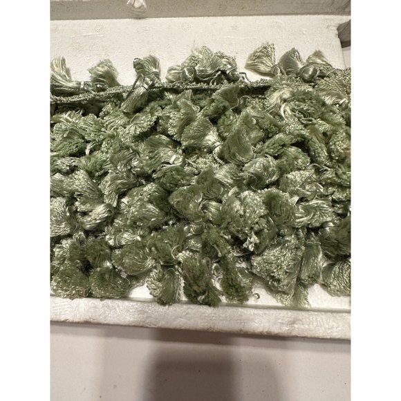 Vtg Conso Fabric Upholstery 2" Fringe Tassel  Trim Rattail  Pom Pom Green -Yard - Picture 3 of 5